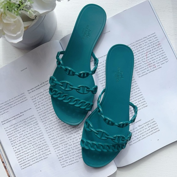 HERMES Rubber Chaine d'Ancre Nude Sandals size 36 - Picture 1 of 3